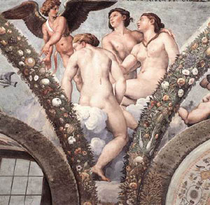 Cupid and the Three Graces 1517 Fresco by Raphael