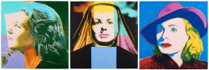 Three portraits of Ingrid Bergman by Andy Warhol