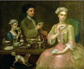 A Family of Three at Tea circa 1727- by Johann Zoffany  